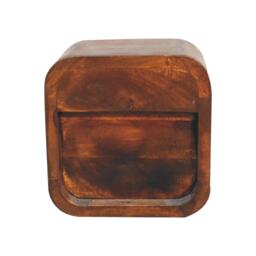 Solid Mango Wood Extra-Mini Curved Bedside Table with Open Shelf, Bedside Cabinet with Robust Steel Frame, 17L x 20W x 20H cm, Brown - Aosom UK - thumbnail 8