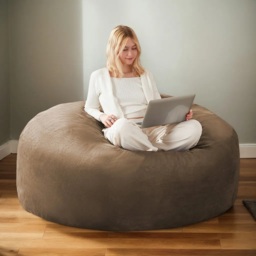 Large Bean Bag Sofa Chair with Eco-Friendly Bead Filling, Space-Saving Couch, Reading Lounger for Adults, 150L x 150W x 60H cm, Coffee - Aosom UK - thumbnail 1