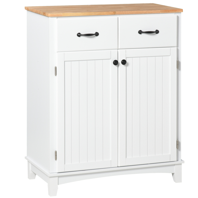 HOMCOM Modern Organising Kitchen Cupboard, Wooden Storage Cabinet w/ 2 Drawers for Living & Dining Room, White - Aosom UK - image 1
