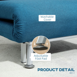 HOMCOM Single Sofa Bed, 1 Person Sleeper Foldable Lounge with Pillow & Cat Scratch Resistant Fabric, Cat Scratch Anti, Blue - Aosom UK - thumbnail 7