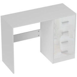 HOMCOM Computer Writing Desk with 4 Drawers, High Gloss Home Office Workstation, White