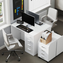 HOMCOM Computer Writing Desk with 4 Drawers, High Gloss Home Office Workstation, White - thumbnail 7