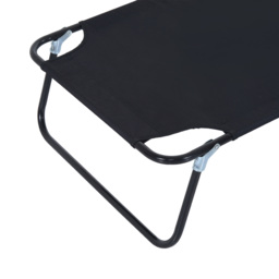 Outsunny Foldable Sun Lounger Recliner Chair with Pillow, Reading Hole for Garden Beach, Adjustable, Black - thumbnail 9