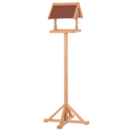 PawHut Bird Feeder Table, Wooden Freestanding Outdoor Feeding Station with Weatherproof Roof, Cross-shaped Base, Natural, 55 x 55 x 144cm - Aosom UK - thumbnail 8