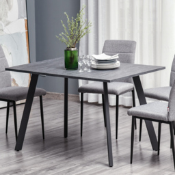 HOMCOM Rectangular Dining Table with Metal Legs and Spacious Tabletop for Kitchen, Dining & Living Room, Modern Dining Table, Dark Grey - Aosom UK - thumbnail 2