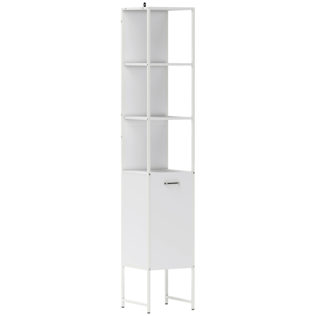 HOMCOM Tall Bathroom Cabinet with Open Shelves and Adjustable Shelf - White - image 1