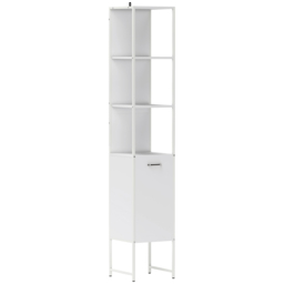 HOMCOM Tall Bathroom Cabinet with Open Shelves and Adjustable Shelf - White - thumbnail 1