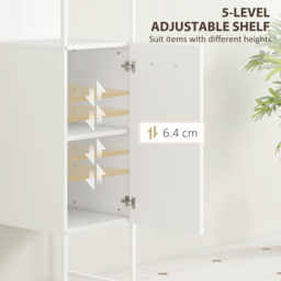 HOMCOM Tall Bathroom Cabinet with Open Shelves and Adjustable Shelf - White - thumbnail 5