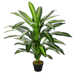 Outsunny 110cm/3.6FT Artificial Dracaena Tree Decorative Plant 40 Leaves with Nursery Pot, Fake Tropical Tree for Indoor Outdoor Décor - Aosom UK
