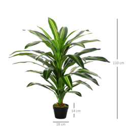 Outsunny 110cm/3.6FT Artificial Dracaena Tree Decorative Plant 40 Leaves with Nursery Pot, Fake Tropical Tree for Indoor Outdoor Décor - Aosom UK - thumbnail 3