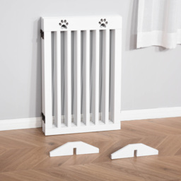 PawHut Foldable Wooden Pet Barrier: 4-Panel Safeguard for Doorways & Stairs, White - Aosom UK - thumbnail 8