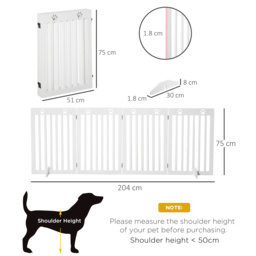 PawHut Foldable Wooden Pet Barrier: 4-Panel Safeguard for Doorways & Stairs, White - Aosom UK - thumbnail 3