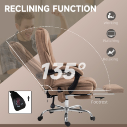 Vinsetto Massage Office Chair, Heated Reclining Computer Chair with Adjustable Height and Footrest, Brown - thumbnail 6