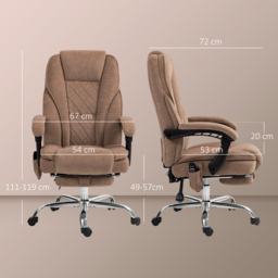 Vinsetto Massage Office Chair, Heated Reclining Computer Chair with Adjustable Height and Footrest, Brown - thumbnail 3