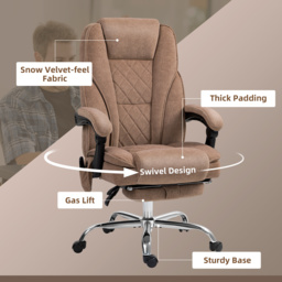 Vinsetto Massage Office Chair, Heated Reclining Computer Chair with Adjustable Height and Footrest, Brown - thumbnail 7