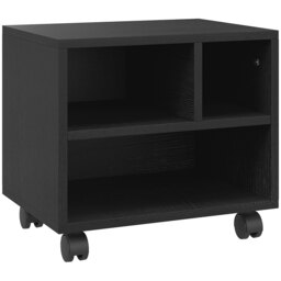 HOMCOM 2-Tier Printer Stand with Storage, Under Desk Printer Cart on Wheels with 3 Compartments, Desktop Printer Table for Office, Black - Aosom UK