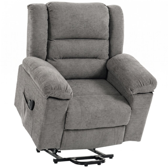 HOMCOM Oversized Riser Recliner Chair with Massage and Heat, Power Lift Recliner for Elderly with Wide Seat and Back, Grey - image 1