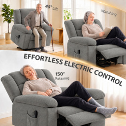 HOMCOM Oversized Riser Recliner Chair with Massage and Heat, Power Lift Recliner for Elderly with Wide Seat and Back, Grey - thumbnail 4