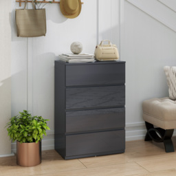 HOMCOM High Gloss Chest of Drawers, 4-Drawer Storage Cabinets, Modern Dresser for Bedroom, Grey - thumbnail 8
