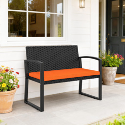 Outsunny Two-Seater Rattan Garden Bench - Orange - thumbnail 8