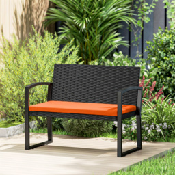 Outsunny Two-Seater Rattan Garden Bench - Orange - thumbnail 9
