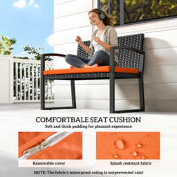 Outsunny Two-Seater Rattan Garden Bench - Orange - thumbnail 6