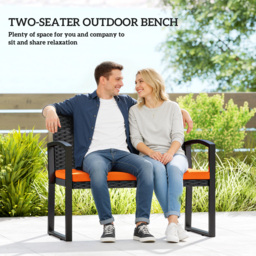 Outsunny Two-Seater Rattan Garden Bench - Orange - thumbnail 4