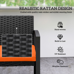 Outsunny Two-Seater Rattan Garden Bench - Orange - thumbnail 5