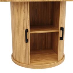 Extendable Round Dining Table with Hidden Leaf Storage, Extension Kitchen Table with Wood-Grain Finish, 118L x 118W x 76H cm, Natural - Aosom UK - thumbnail 8