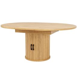 Extendable Round Dining Table with Hidden Leaf Storage, Extension Kitchen Table with Wood-Grain Finish, 118L x 118W x 76H cm, Natural - Aosom UK - thumbnail 2