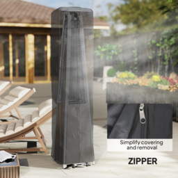 Outsunny Heavy Duty Gas Pyramid Patio Heater Cover, Full Length Outdoor Heater Cover Protector, UPF 30+ Oxford Fabric with Zipper, Black - thumbnail 6