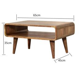 Solid Mango Wood Media Unit with Oak-Effect Finish and Open Shelf, Hand-Finished Table for AV Components, 45L x 65W x 35H cm, Brown - Aosom UK - thumbnail 3