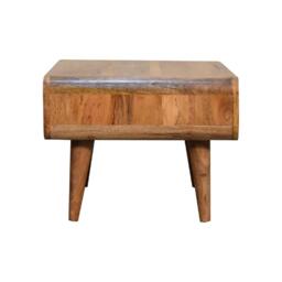 Solid Mango Wood Media Unit with Oak-Effect Finish and Open Shelf, Hand-Finished Table for AV Components, 45L x 65W x 35H cm, Brown - Aosom UK - thumbnail 7