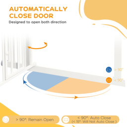 PawHut Extra Tall Pet Gate, Indoor Dog Safety Gate, with Cat Flap, Auto Close, 74-101cm Wide - White - Aosom UK - thumbnail 5