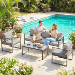 Outsunny 4 Piece Outdoor Garden Furniture Set, Patio Furniture with 3-Seater Sofa, Armchairs and Coffee Table - thumbnail 9