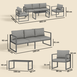 Outsunny 4 Piece Outdoor Garden Furniture Set, Patio Furniture with 3-Seater Sofa, Armchairs and Coffee Table - thumbnail 3