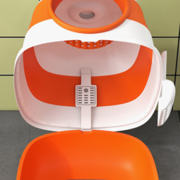PawHut Foldable Cat Litter Tray with Lid, Deodorant, Scoop, Orange - Aosom UK - thumbnail 9