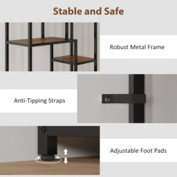 HOMCOM Seven-Tier Geometric Bookcase - Brown/Black - thumbnail 5