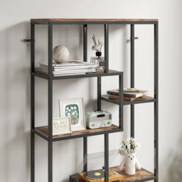 HOMCOM Seven-Tier Geometric Bookcase - Brown/Black - thumbnail 9