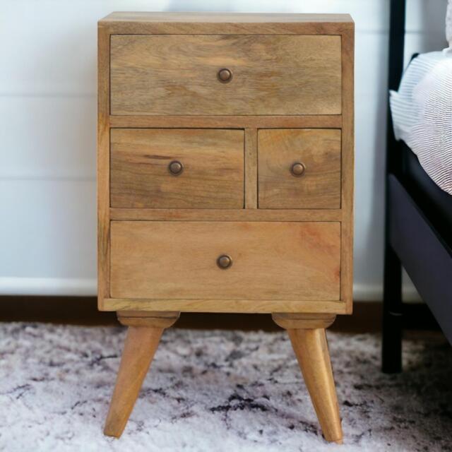 Solid Wood Wall-Mounted Rounded Bedside Table with Drawer, Nordic-Inspired Minimalist Design, Desk for Bedroom, 30L x 36W x 60H cm, Brown - Aosom UK - image 1