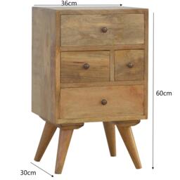 Solid Wood Wall-Mounted Rounded Bedside Table with Drawer, Nordic-Inspired Minimalist Design, Desk for Bedroom, 30L x 36W x 60H cm, Brown - Aosom UK - thumbnail 3