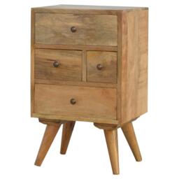 Solid Wood Wall-Mounted Rounded Bedside Table with Drawer, Nordic-Inspired Minimalist Design, Desk for Bedroom, 30L x 36W x 60H cm, Brown - Aosom UK - thumbnail 6