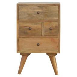 Solid Wood Wall-Mounted Rounded Bedside Table with Drawer, Nordic-Inspired Minimalist Design, Desk for Bedroom, 30L x 36W x 60H cm, Brown - Aosom UK - thumbnail 2