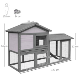 PawHut Small Animal Two-Level Fir Wood Hutch w/ Ramp Burnt Yellow - thumbnail 3