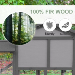 PawHut Small Animal Two-Level Fir Wood Hutch w/ Ramp Burnt Yellow - thumbnail 6
