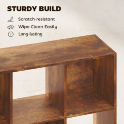 HOMCOM 3-tier 9 Cubes Storage Unit Particle Board Cupboard Bookcase Organiser Home Office Shelves, Rustic Brown - thumbnail 5