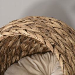PawHut Wicker Cat Bed, Raised Rattan Cat Basket with Cylindrical Base, Soft Washable Cushion, Brown, 42 x 33 x 52 cm - Aosom UK - thumbnail 8