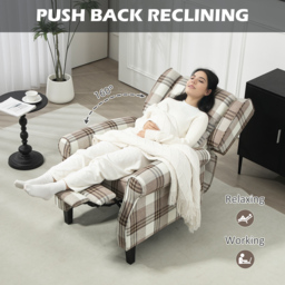 HOMCOM 160° Reclining Armchair, with Footrest - Brown - thumbnail 4