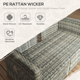 Outsunny 4 Piece Rattan Garden Furniture Set Outdoor Sofa Sectional Set with Glass Top Table for Yard, Poolside, Light Grey - Aosom UK - thumbnail 4