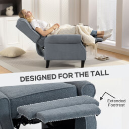 HOMCOM Recliner Armchair with Extended Leg Rest - Grey - thumbnail 7
